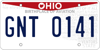 OH license plate GNT0141