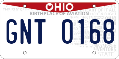 OH license plate GNT0168