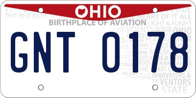 OH license plate GNT0178