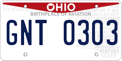 OH license plate GNT0303