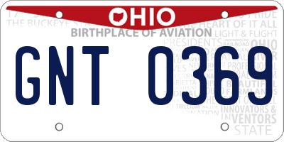 OH license plate GNT0369