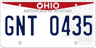 OH license plate GNT0435