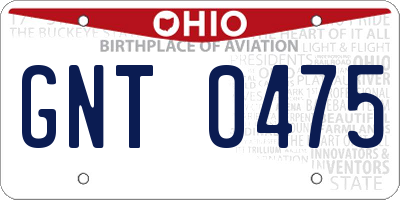 OH license plate GNT0475