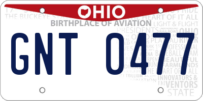 OH license plate GNT0477