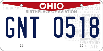 OH license plate GNT0518