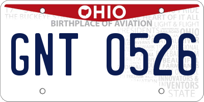 OH license plate GNT0526