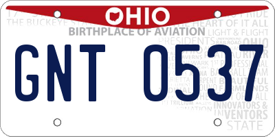 OH license plate GNT0537