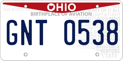 OH license plate GNT0538