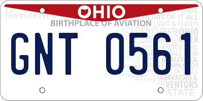 OH license plate GNT0561
