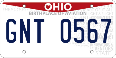 OH license plate GNT0567