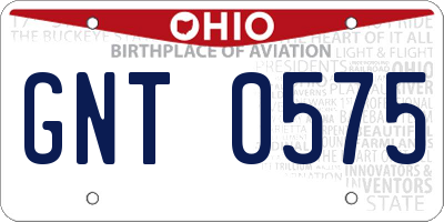 OH license plate GNT0575