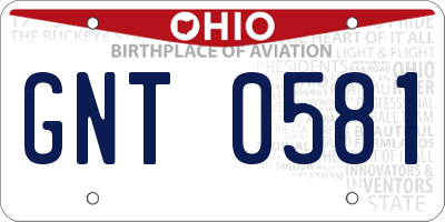 OH license plate GNT0581