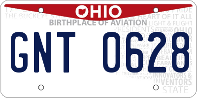 OH license plate GNT0628