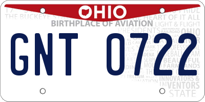 OH license plate GNT0722