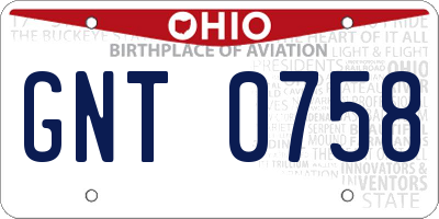 OH license plate GNT0758