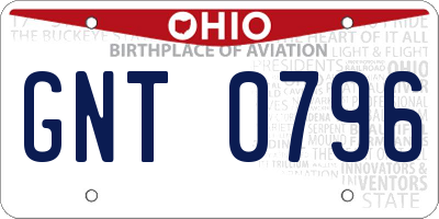 OH license plate GNT0796