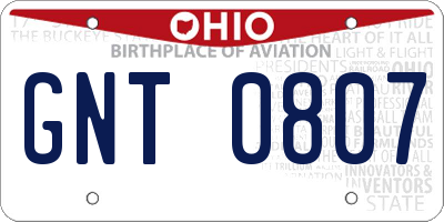 OH license plate GNT0807