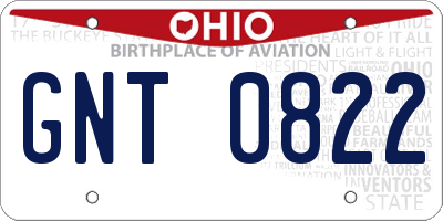 OH license plate GNT0822