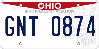 OH license plate GNT0874
