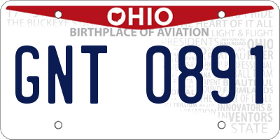 OH license plate GNT0891