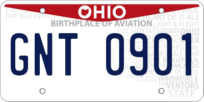 OH license plate GNT0901