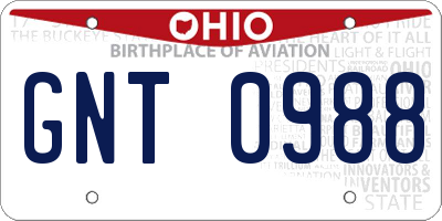 OH license plate GNT0988