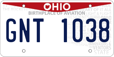 OH license plate GNT1038