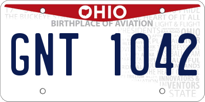 OH license plate GNT1042