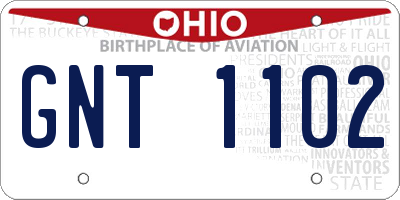OH license plate GNT1102