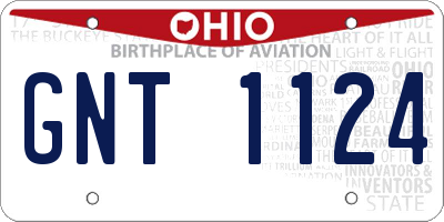 OH license plate GNT1124
