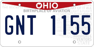 OH license plate GNT1155