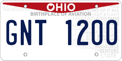 OH license plate GNT1200