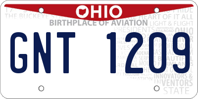 OH license plate GNT1209