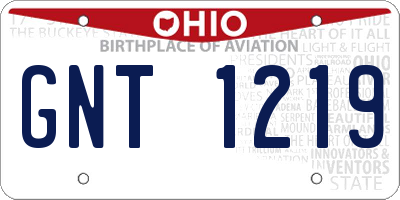 OH license plate GNT1219