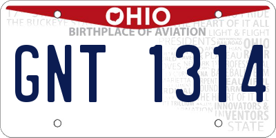 OH license plate GNT1314