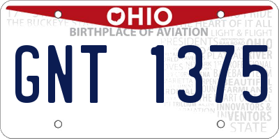OH license plate GNT1375