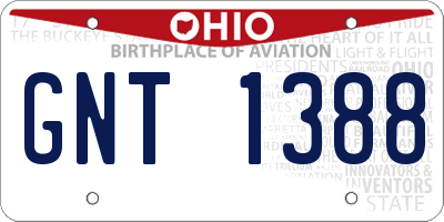 OH license plate GNT1388