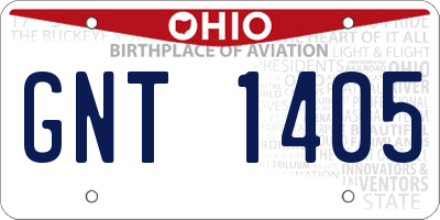 OH license plate GNT1405