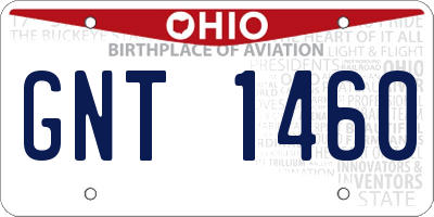 OH license plate GNT1460