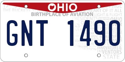 OH license plate GNT1490