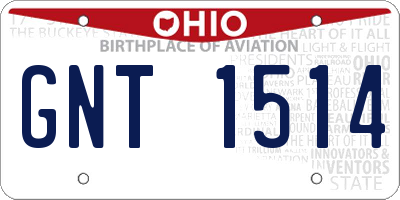 OH license plate GNT1514