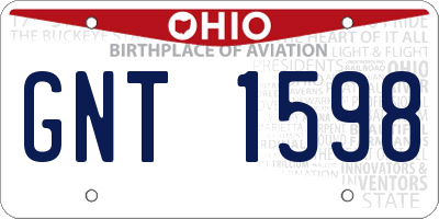 OH license plate GNT1598