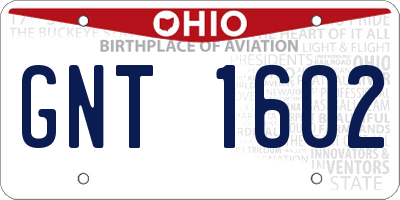 OH license plate GNT1602
