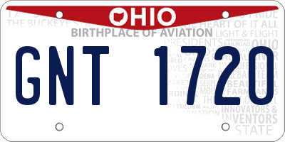 OH license plate GNT1720