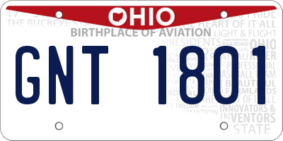 OH license plate GNT1801