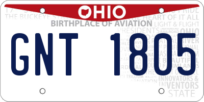 OH license plate GNT1805