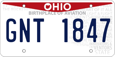 OH license plate GNT1847