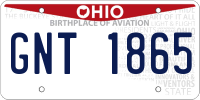 OH license plate GNT1865