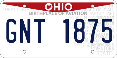 OH license plate GNT1875