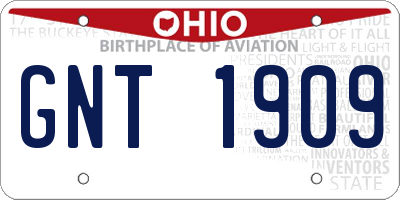 OH license plate GNT1909